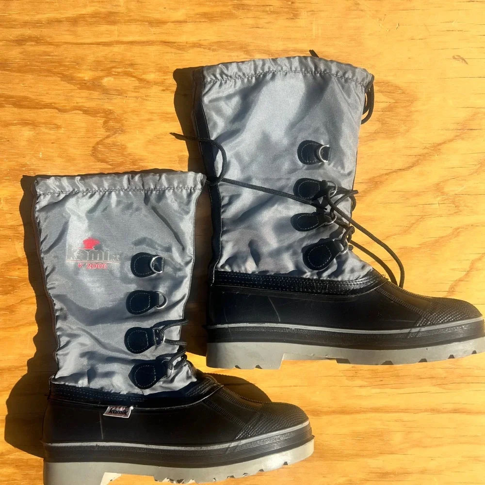 Kamik K2000 Mens Winter Snow Boots Grey Black Waterproof Insulated Size 10